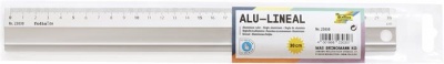 Vonalzó, aluminium, csúszásgátlós, 30 cm, FOLIA